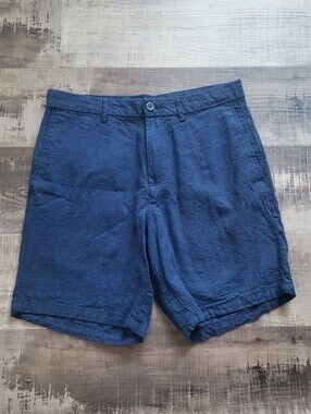 Old Navy Mens Rotation Linen Blend Chino Shorts Size 32 Slim Fit Blue